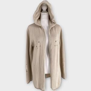 Premium Soulstar Distressed Hooded Chunky Knit Cardigan Open Front Sweater